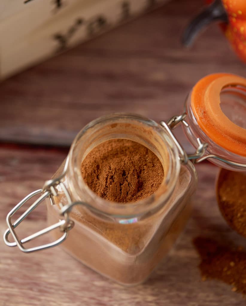 Overhead shot of the spice mix in a jar.