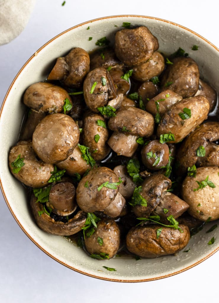 garlic herb mushrooms in bowl