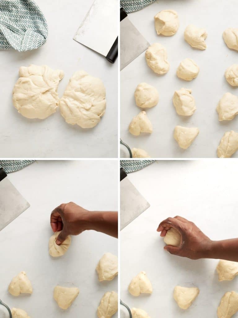 graphic of dough being put into dinner rolls