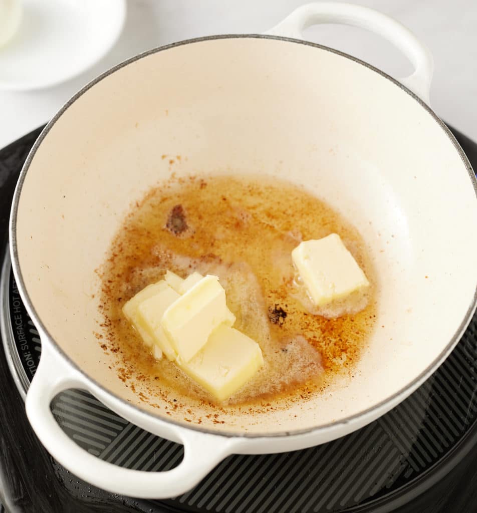 Butter added to the fats in the pan.