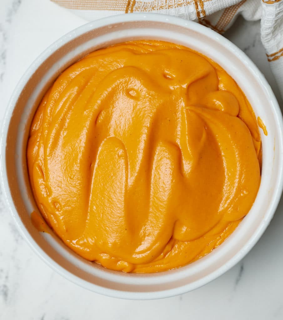 The carrot mix poured into a baking dish.