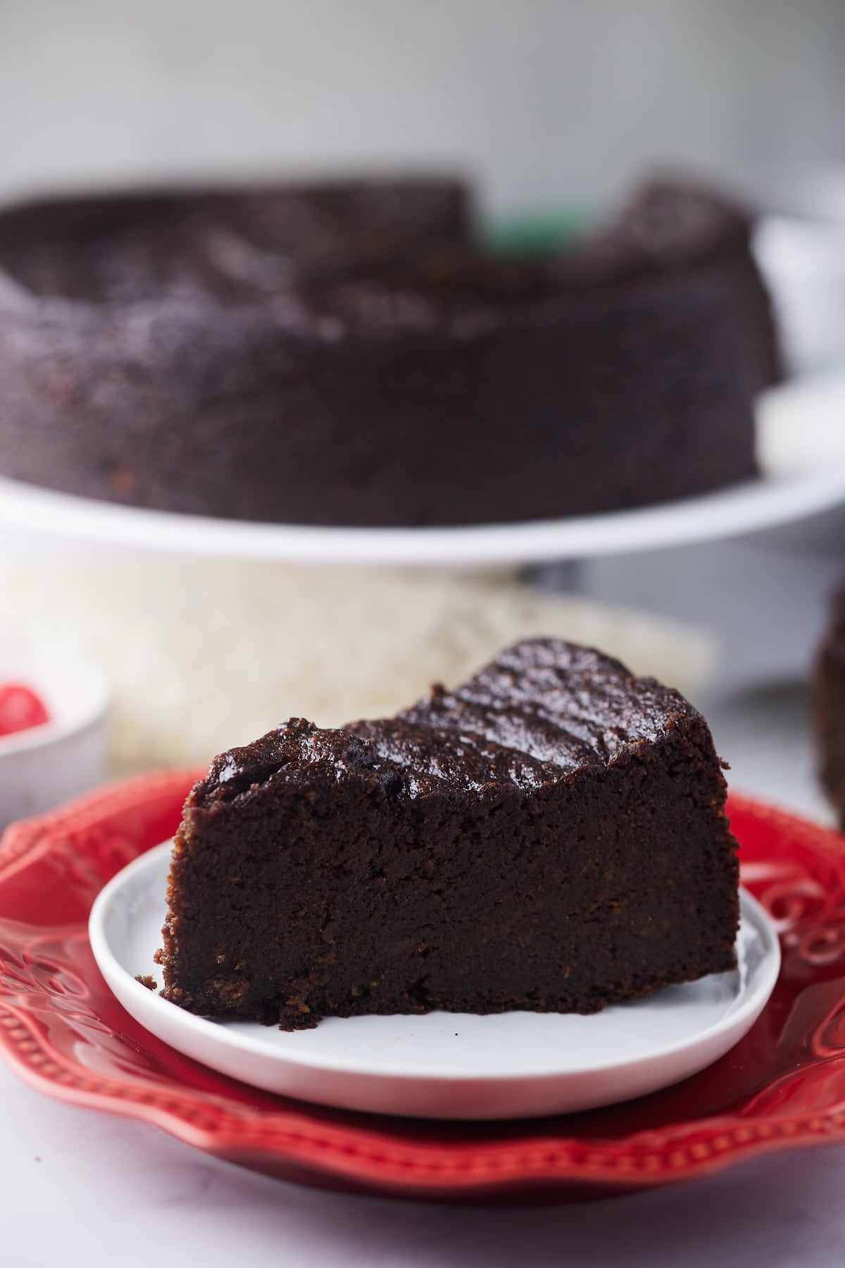 jamaican black cake on white plate