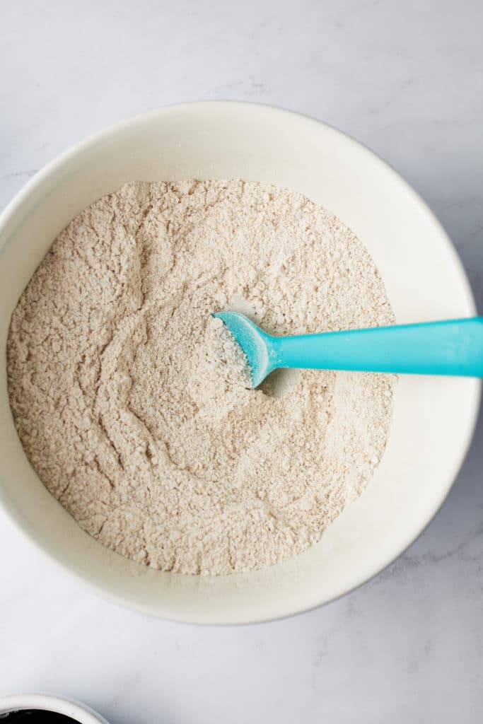 dry ingredients mixed in white bowl