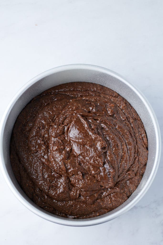 jamaican black cake batter in pan