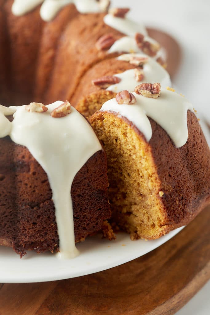 A slice of the cake being cut.