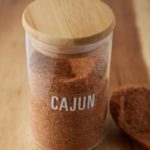 Cajun seasoning in a storage jar.