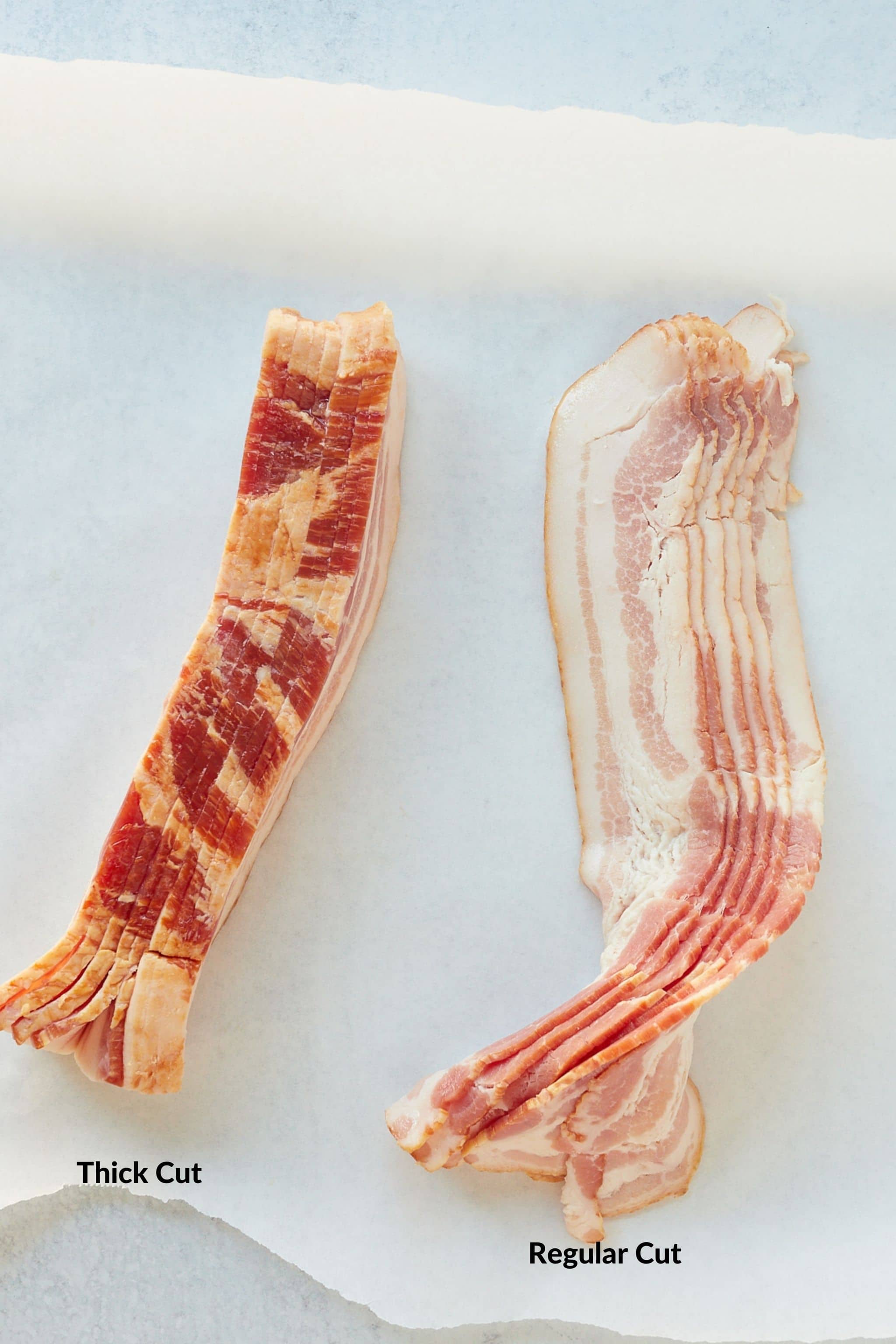 Thick cut and regular cut bacon.