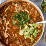 overhead photo of chicken chili recipe