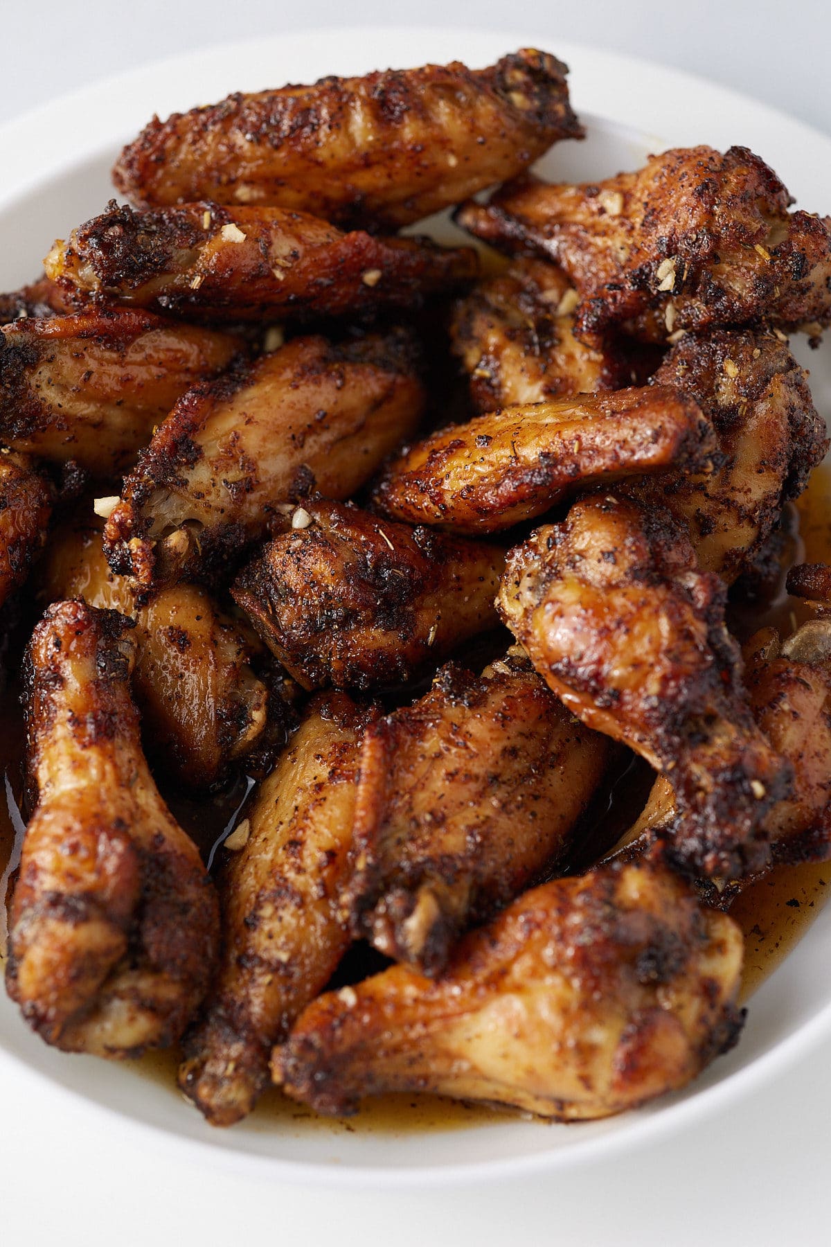 Chicken wings tossed in honey garlic sauce.