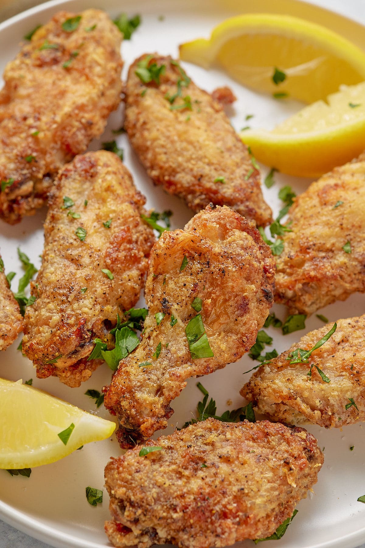 Close up of air fried wings.