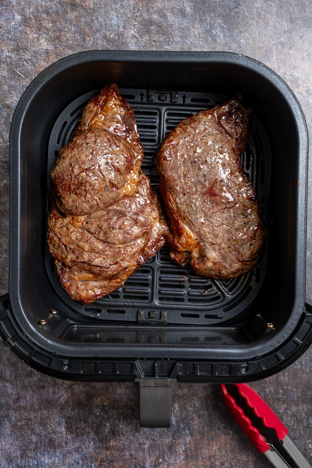 cooked steak in air fryer