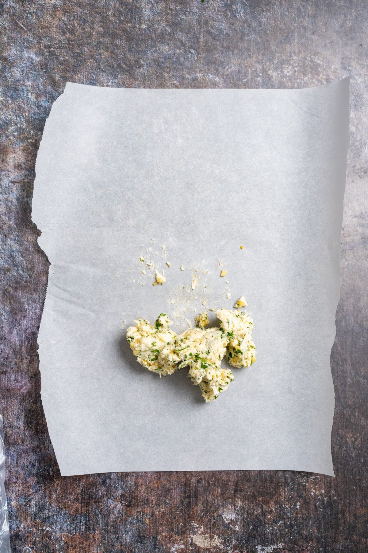 garlic butter on parchment paper