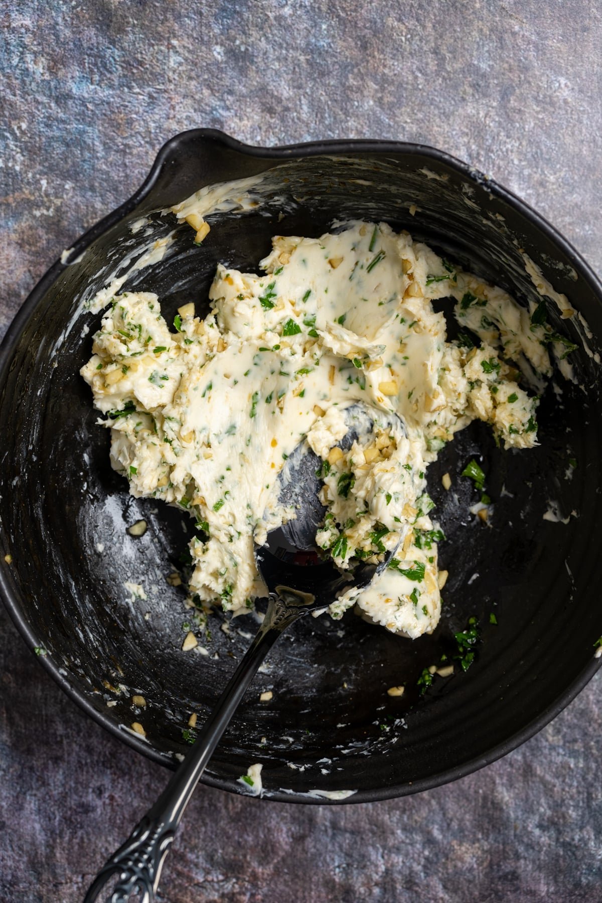 garlic butter mixed in bowl