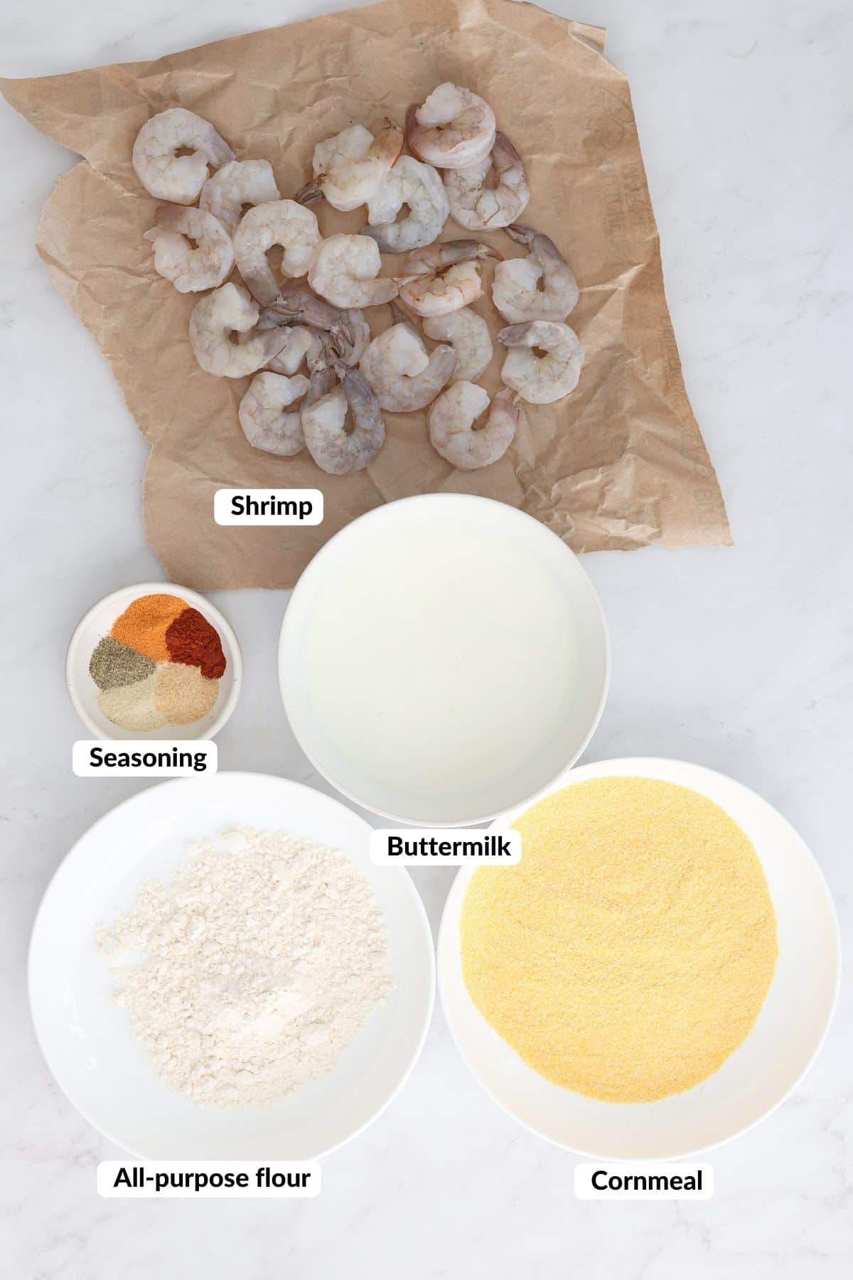 Ingredients to make the air fryer shrimp.