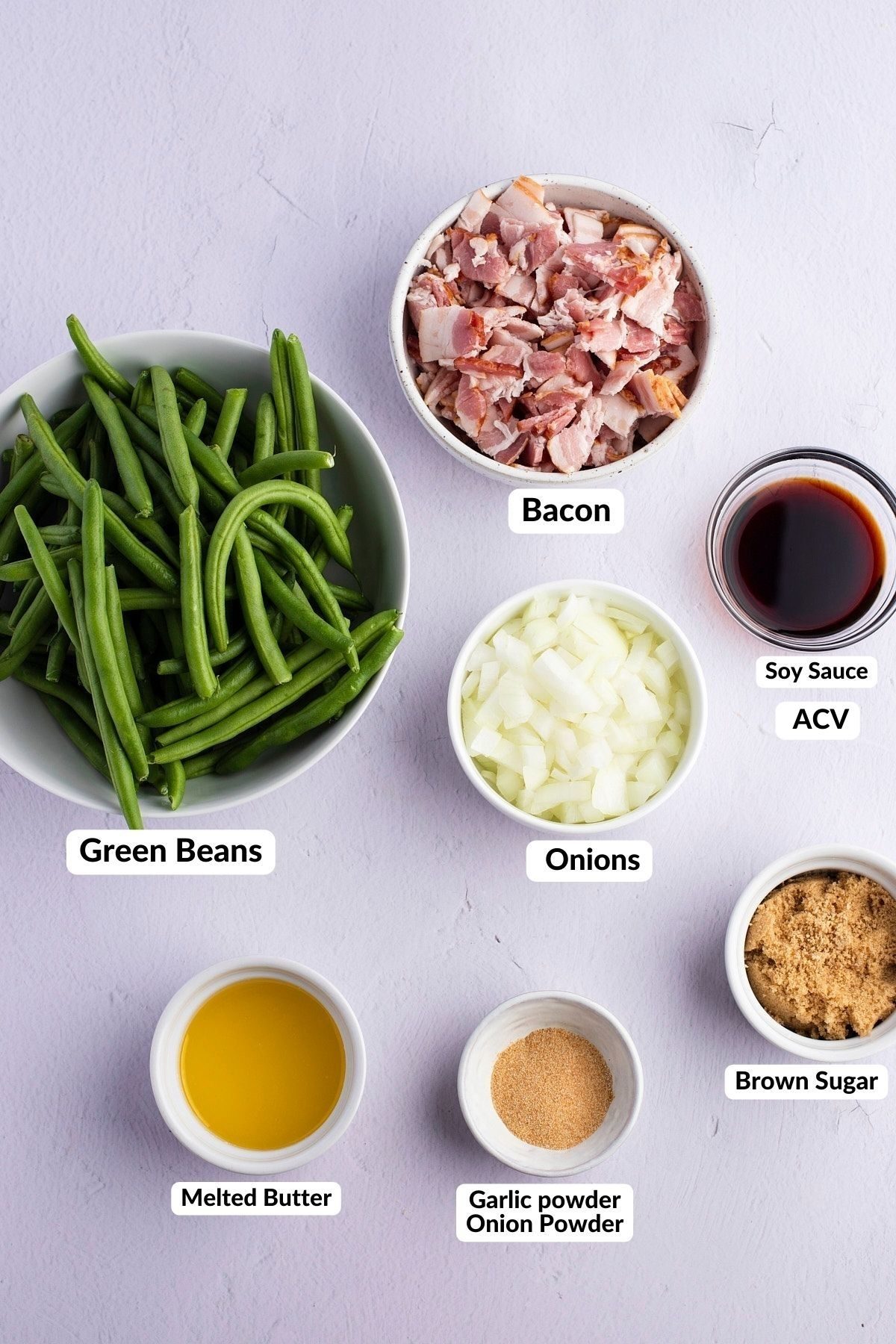 ingredients for smothered green beans on table