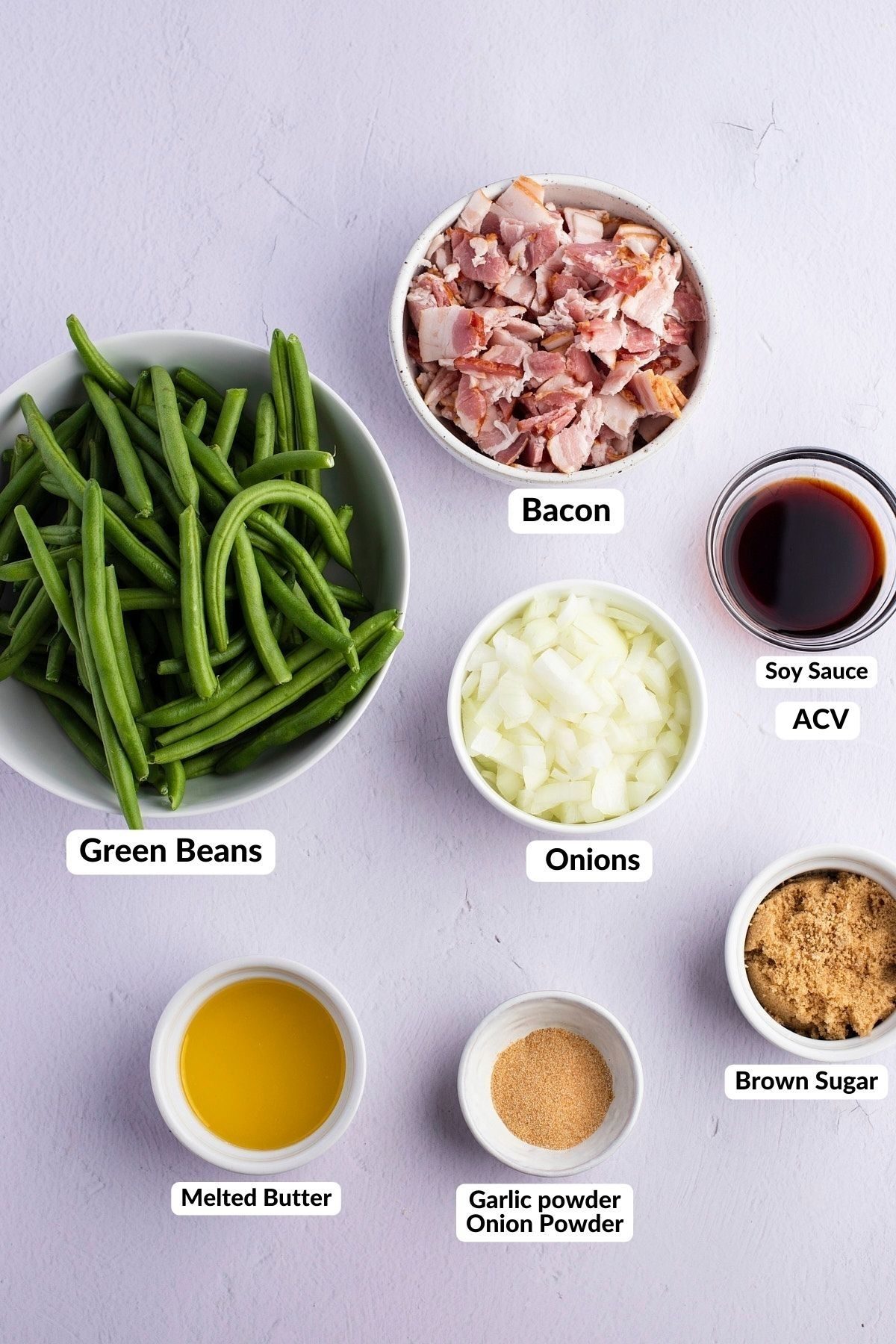 ingredients for smothered green beans on table