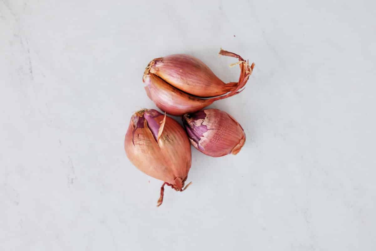 shallots on white background