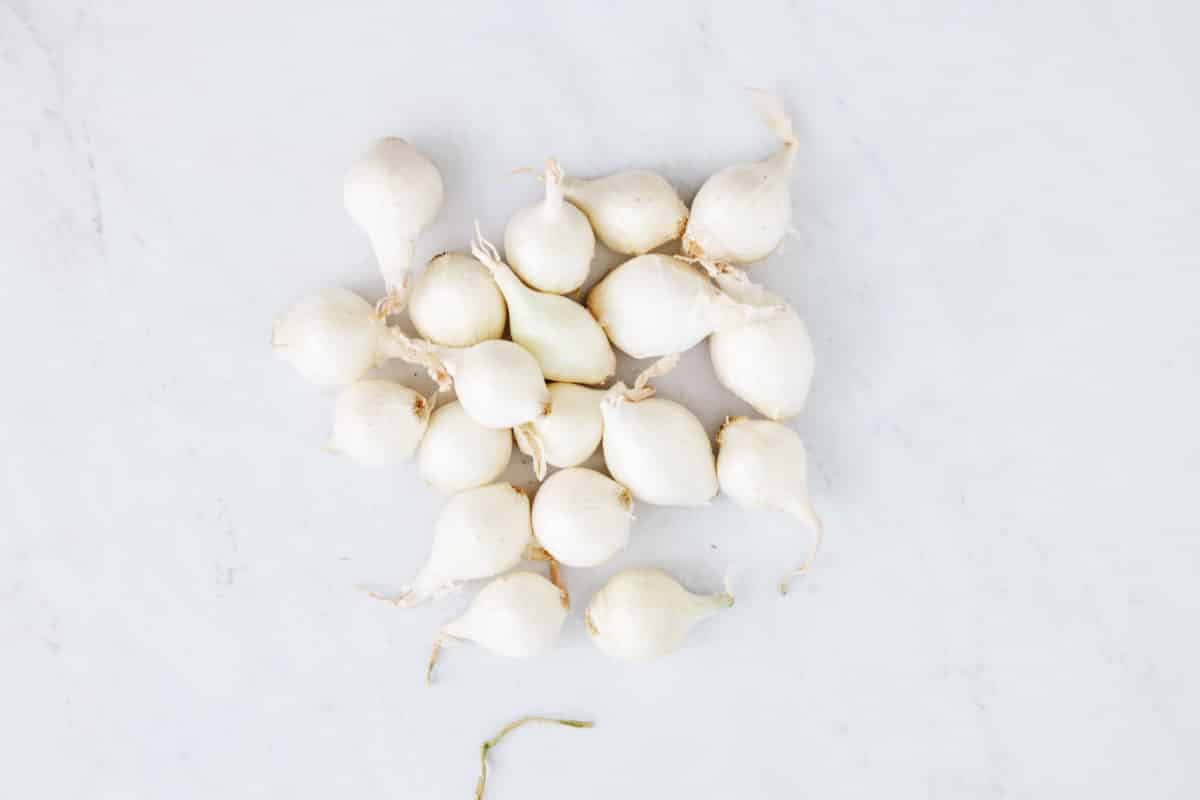 pearl onions on white background