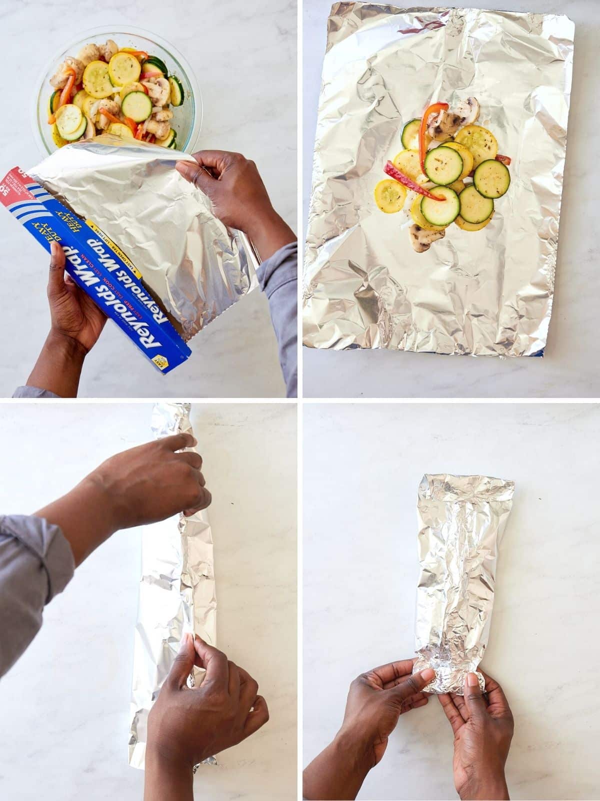 collage of creating a foil packet