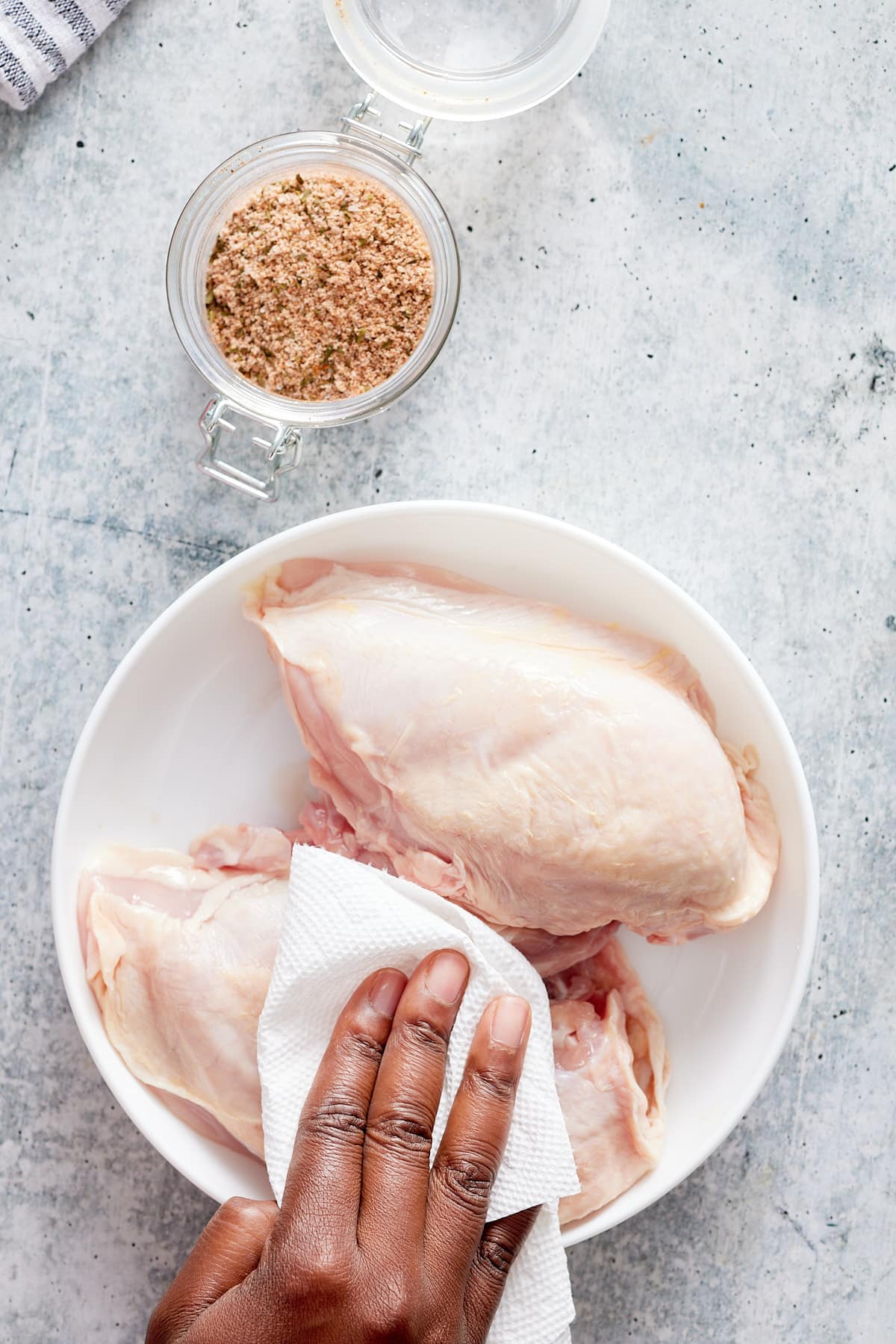 hand drying chicken breasts