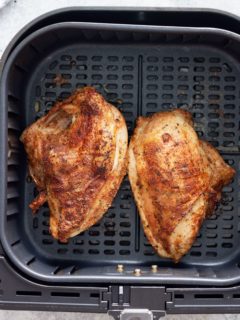 cooked bone-in split chicken breats in air fryer