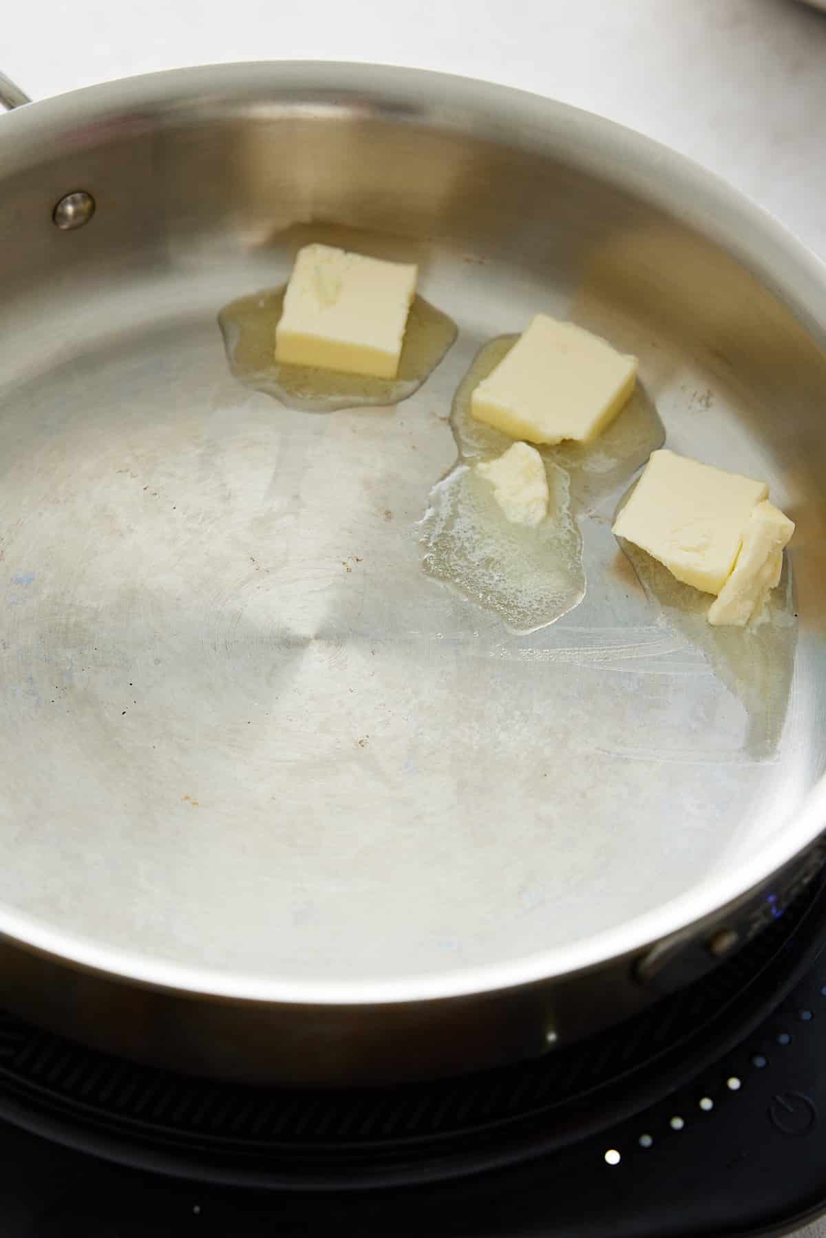butter melting in a hot pan
