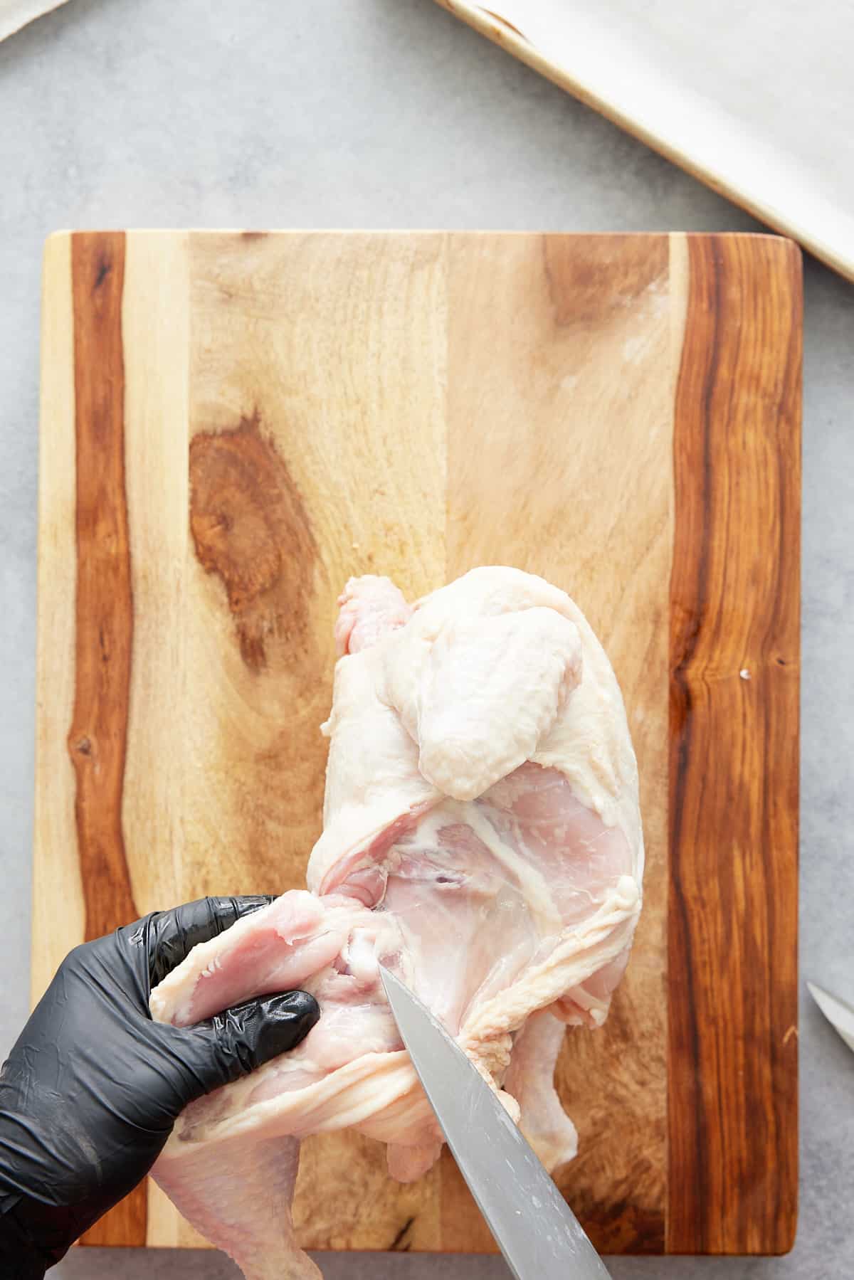 bone on inside of chicken lef being popped out