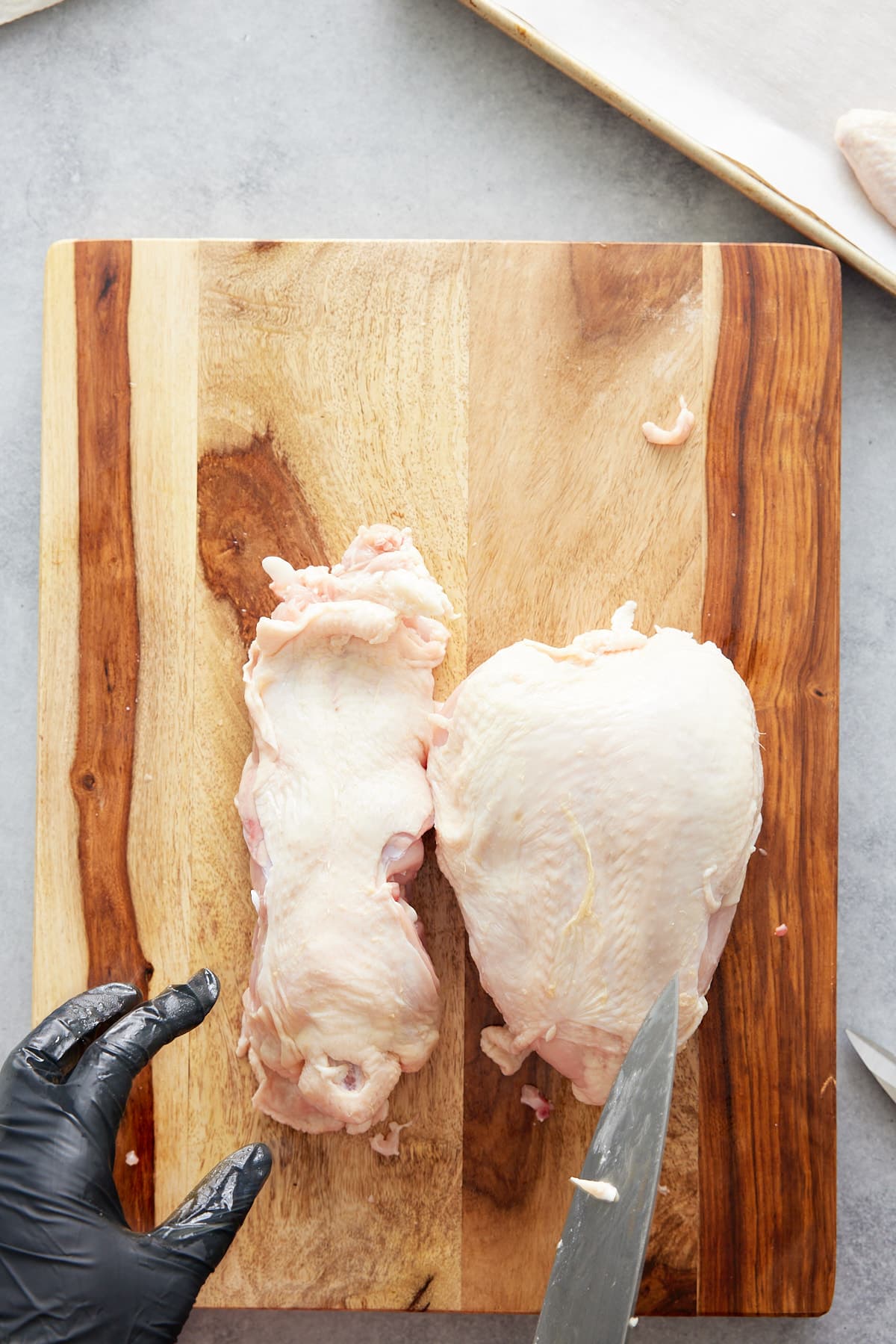 backbone and breast removed from each other