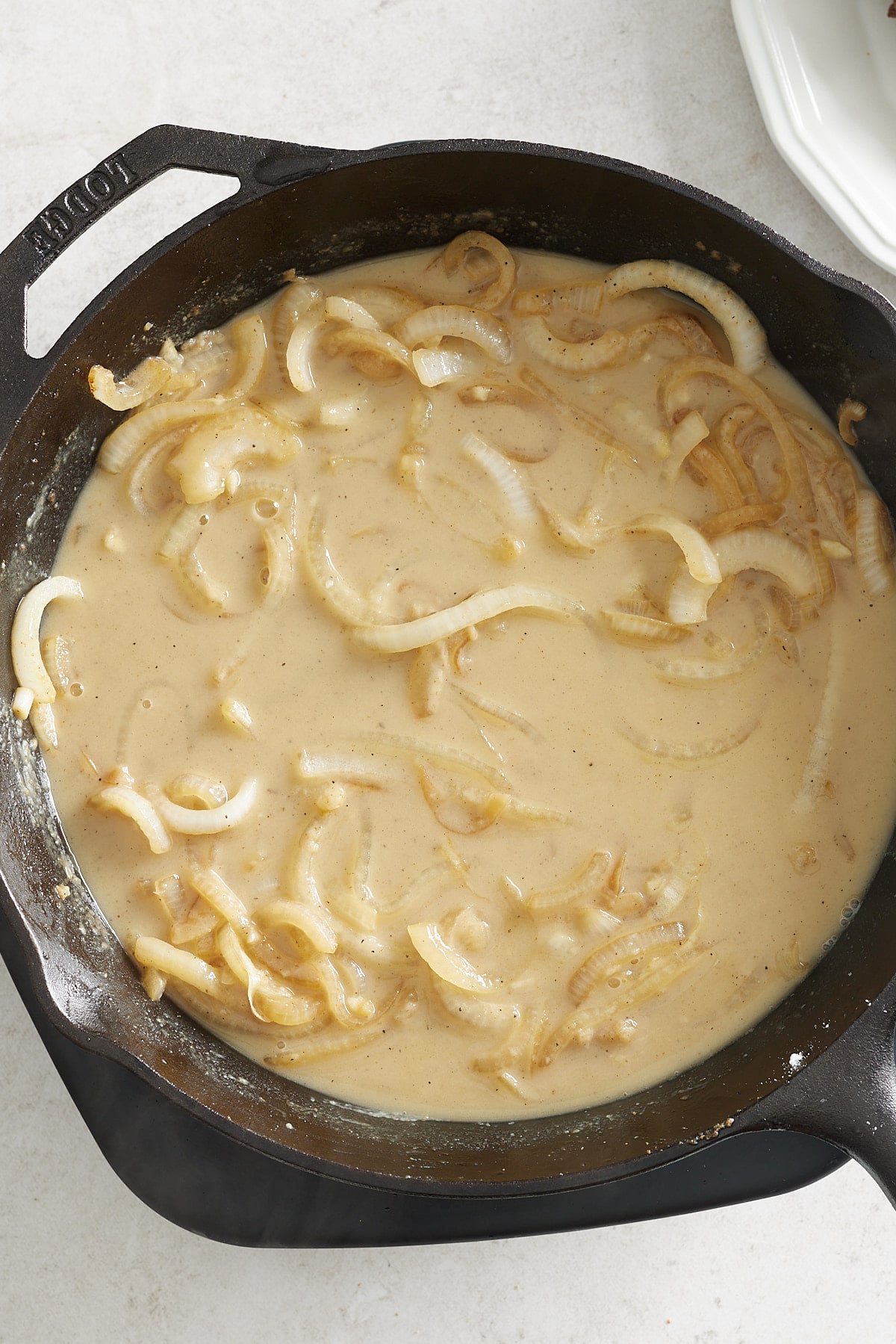 gravy in a cast iron pan