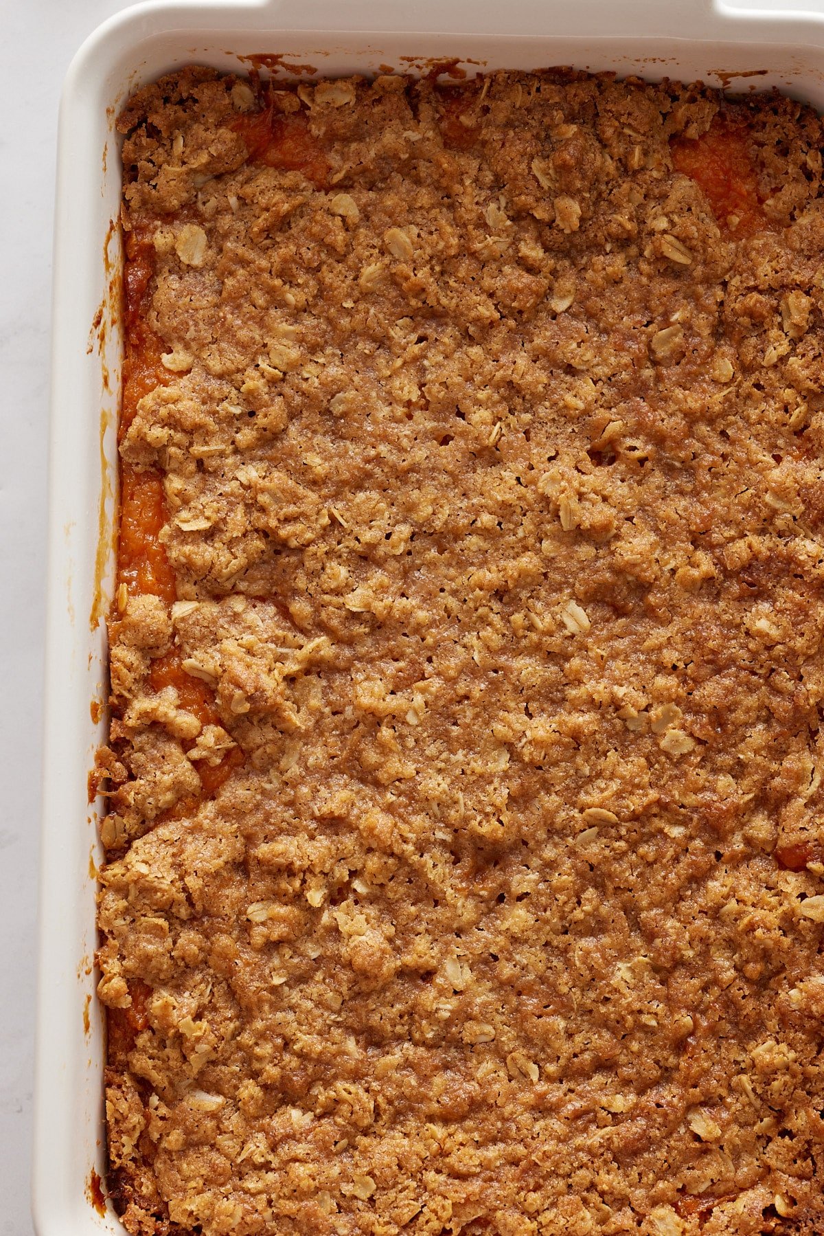 topping spread out over the casserole