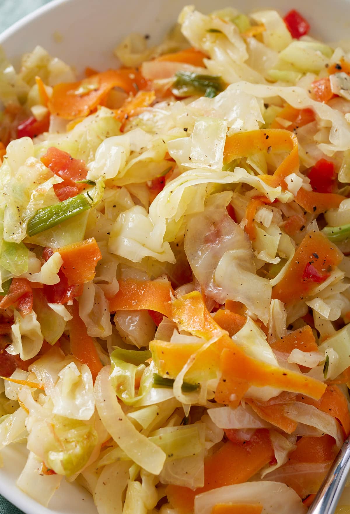 Closeup of Jamaican steamed cabbage