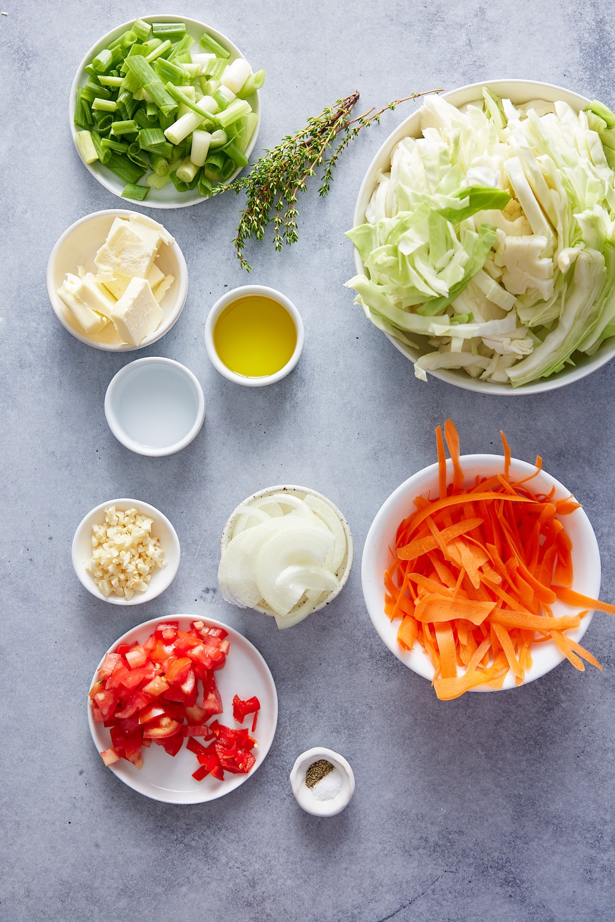 Jamaican steamed cabbage ingredients