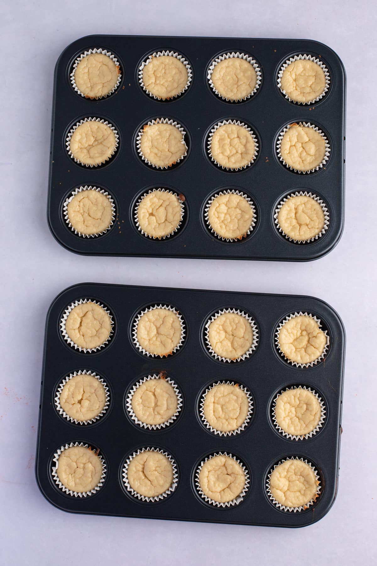 chilled and finished cheesecake bites in 2 mini muffin tins