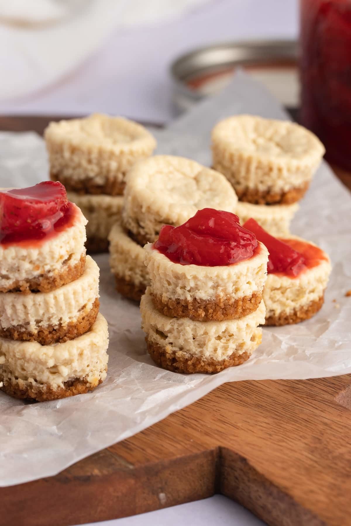 stacks of cheesecake bites