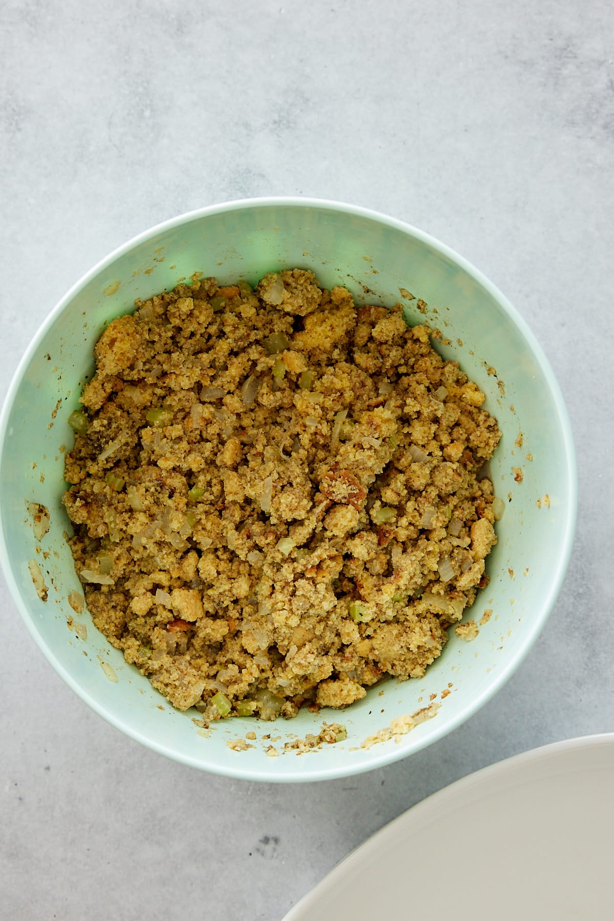 cornbread mixture in a large bowl