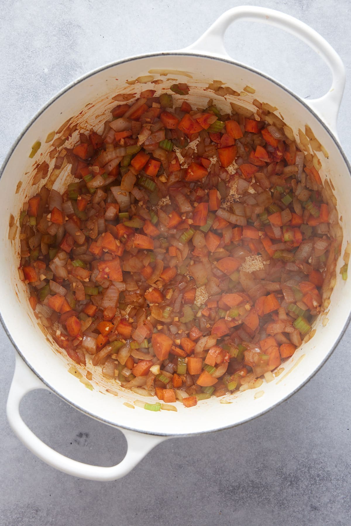 sautéed vegetables in a large dutch oven