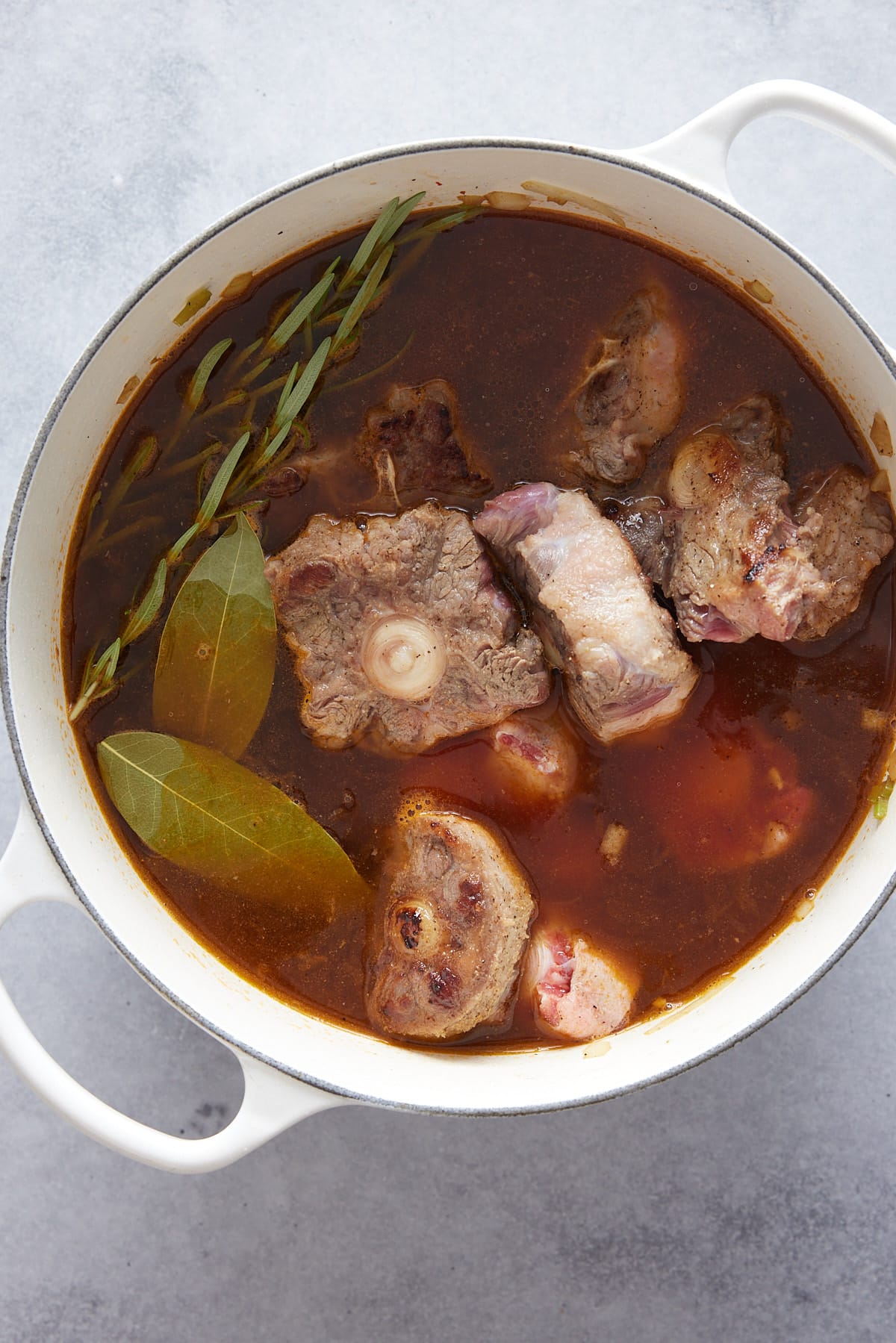 pot of oxtail soup before cooking