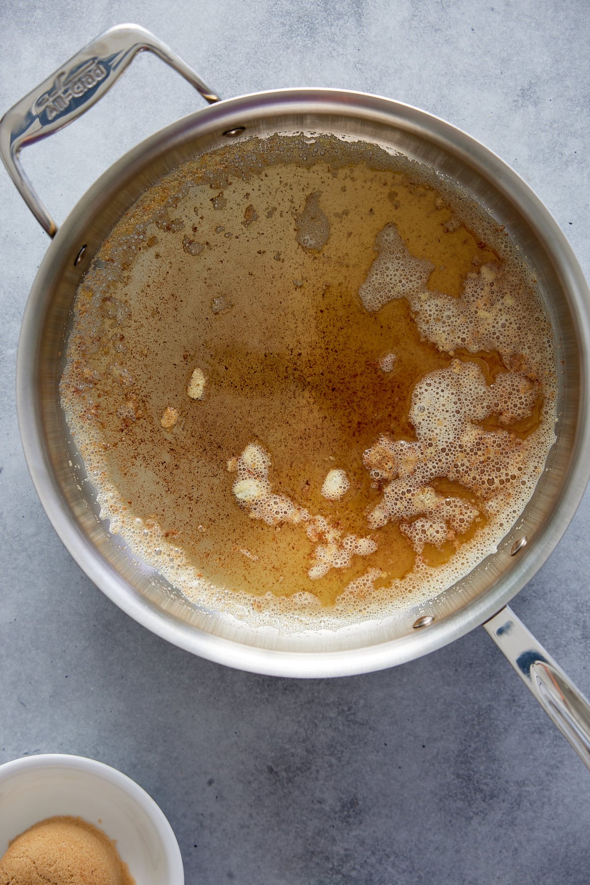 Pan of melted brown butter