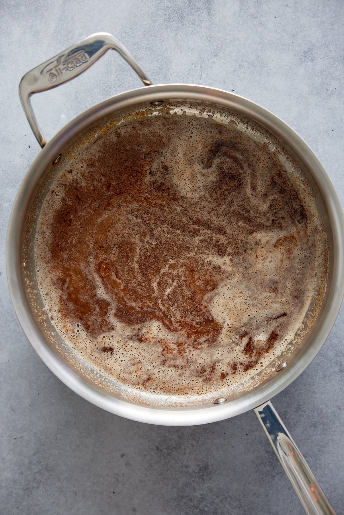 Pan of spiced melted brown butter