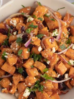 sweet potato salad in a serving bowl