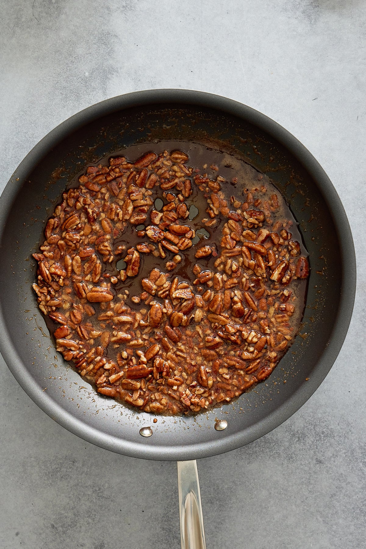 topping ingredients added to a saute pan