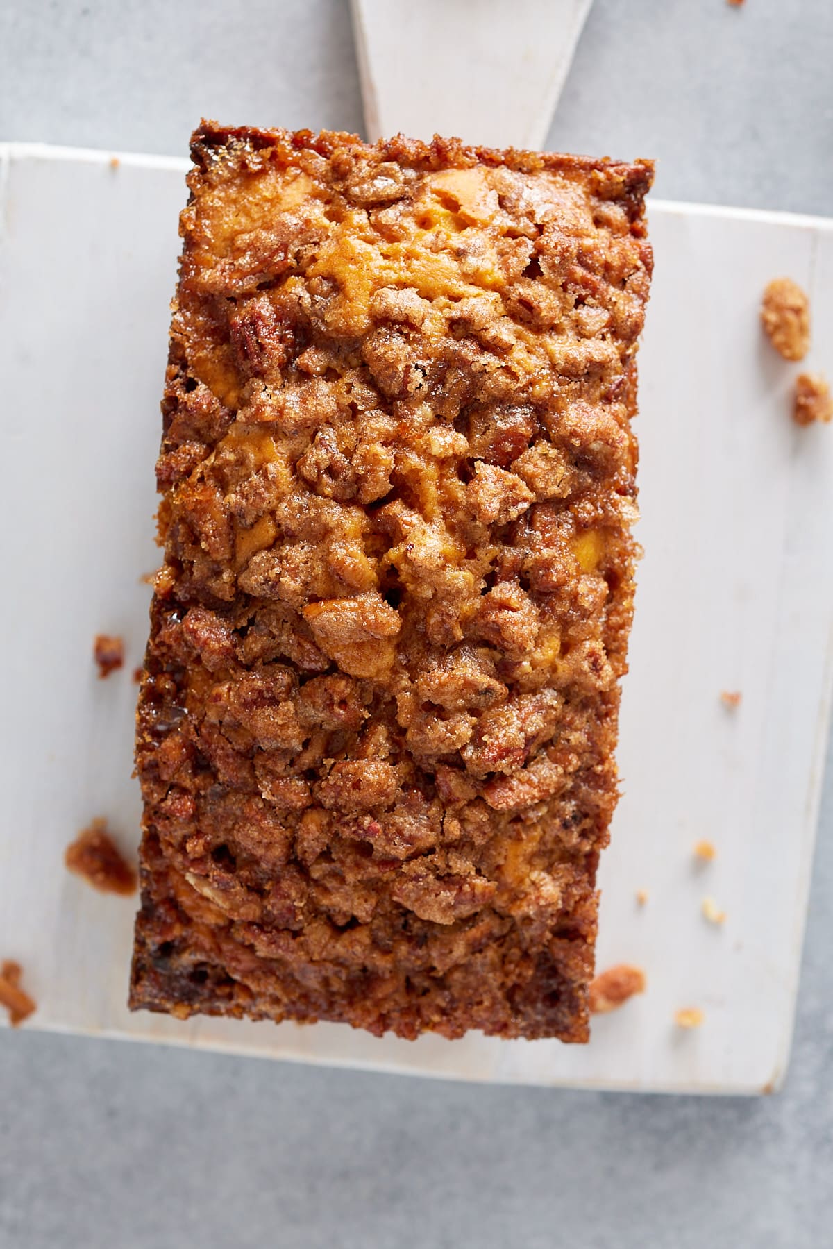 Freshly baked sweet potato bread on a serving tray