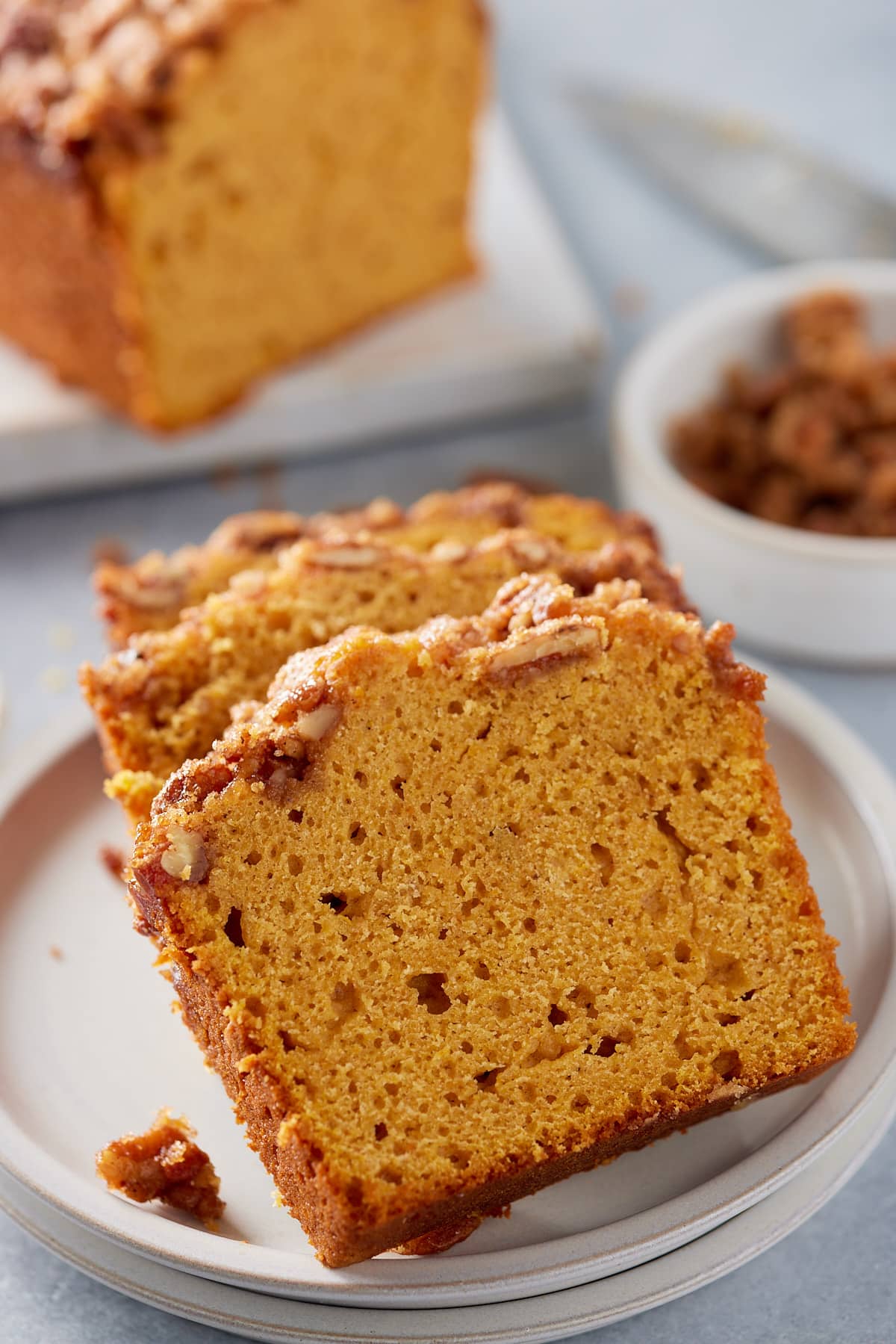 Slices of sweet potato bread on a plate