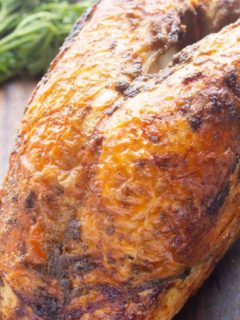 air fryer turkey breast on wooden board