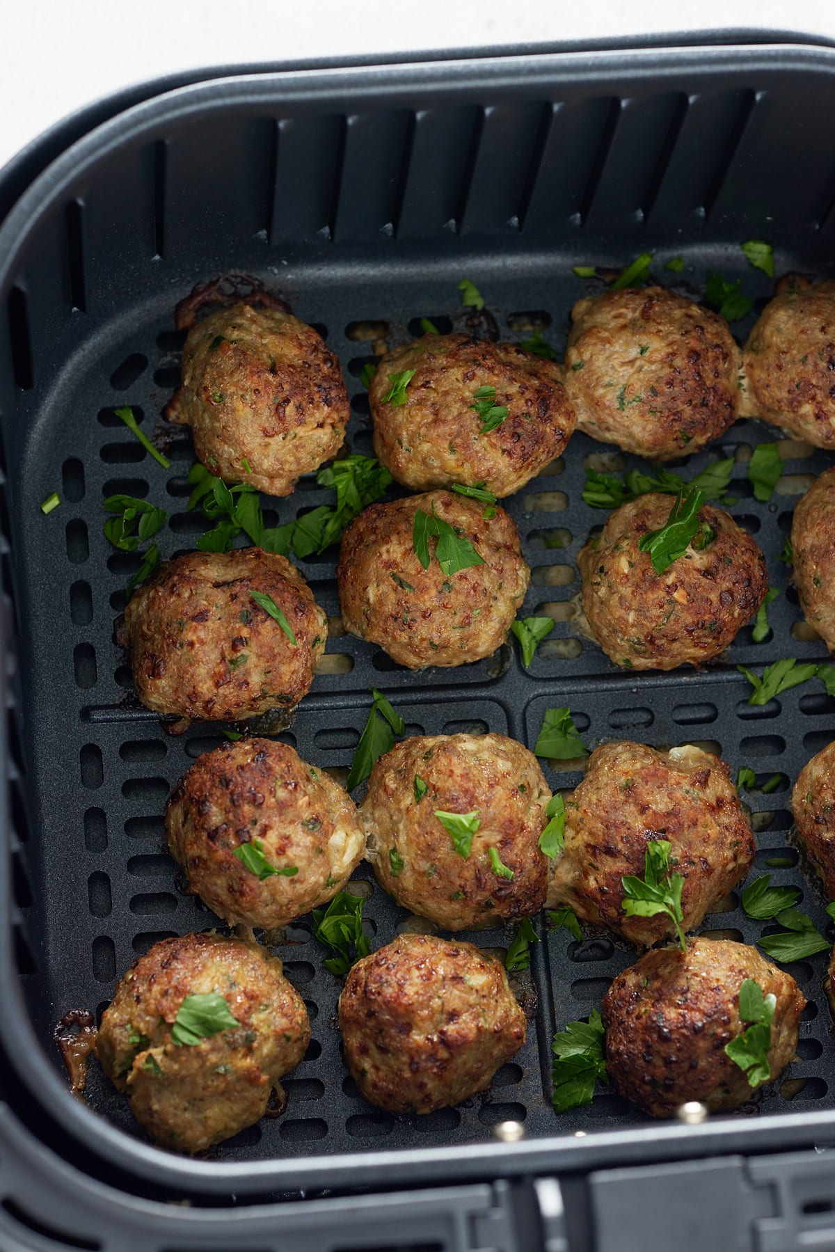 cooked turkey meatballs in the basket