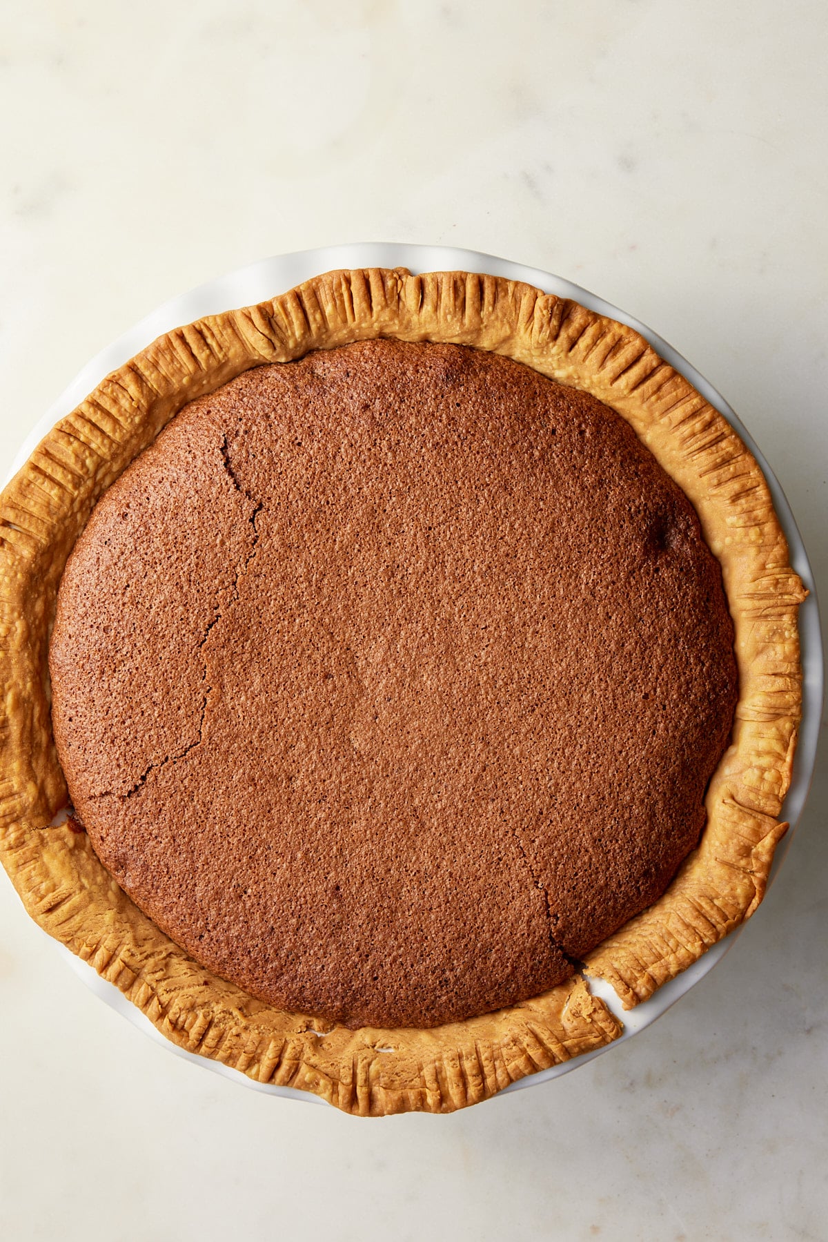 A baked chocolate chess pie