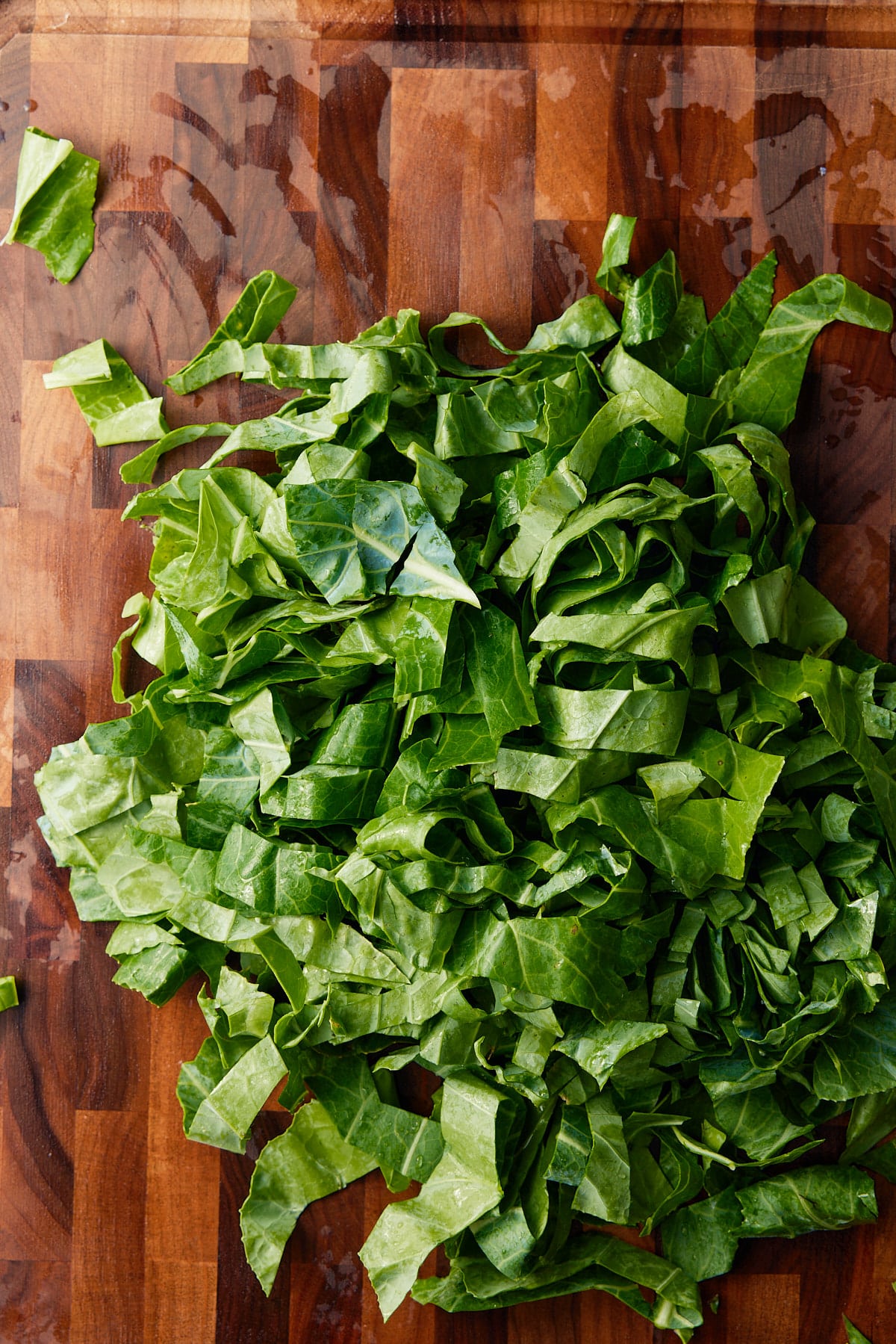 collard greens chopped into thin strips