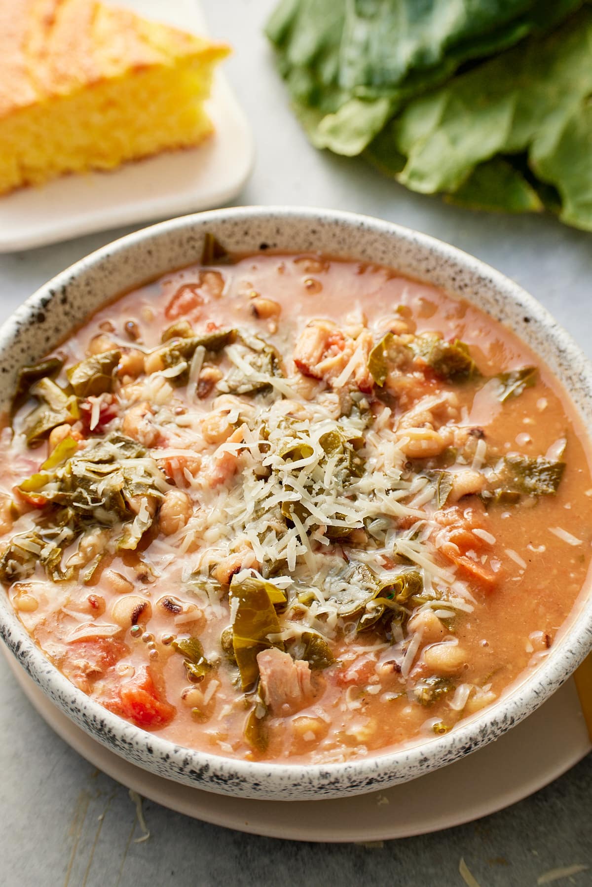 Bowl of warm collard green soup