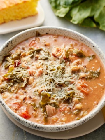 Bowl of warm collard green soup