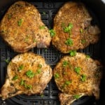 cooked pork chops in air fryer basket